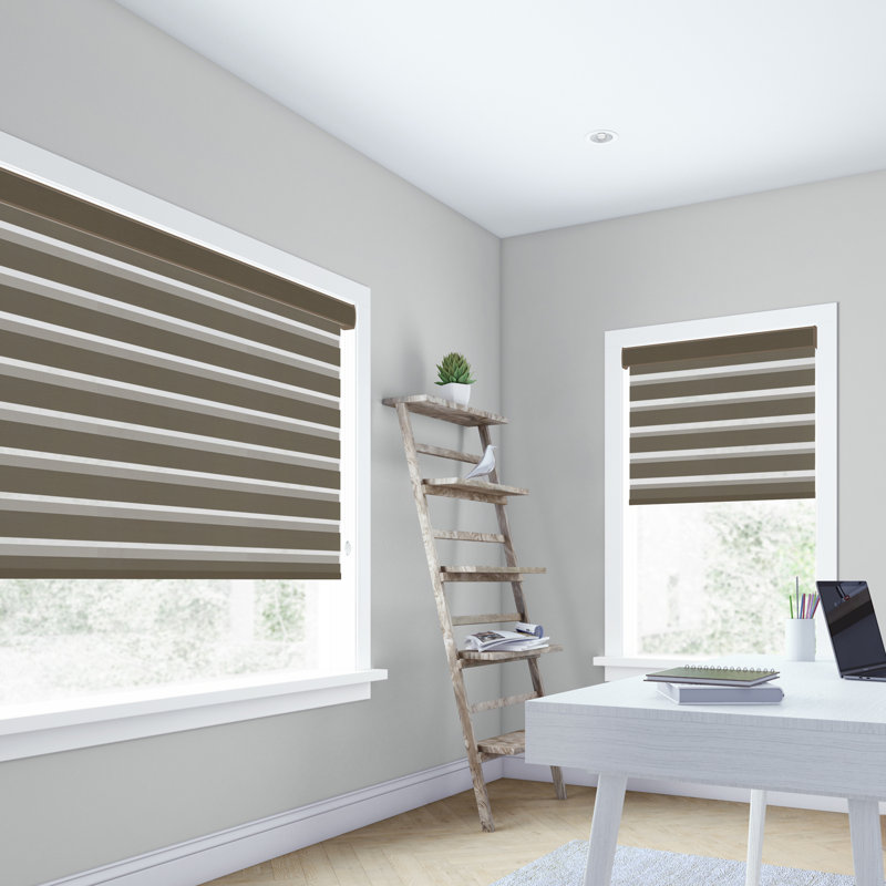 LEVOLOR Custom Cordloop Room Darkening Banded Roller Shades, Brilliance in Chocolate Wayfair